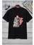 Unisex Sevimli Kedi Baskılı Tasarım T-Shirt 1