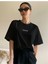 Kadın Siyah Classical Ön Baskılı Oversize T-Shirt 4