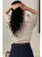 Kadın Bej Classical Ön Baskılı Oversize T-Shirt 3