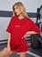 Kadın Kırmızı Classical Ön Baskılı Oversize T-Shirt 3