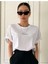 Kadın Beyaz Classical Ön Baskılı Oversize T-Shirt 2