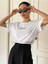 Kadın Beyaz Classical Ön Baskılı Oversize T-Shirt 4