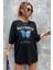 Unisex Blue Butterfly Baskılı Kısa Kol T-Shirt 2