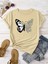 Kadın Pamuklu Ön Baskılı Papatya Kelebek Tasarım Tshirt 1