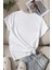 Kadın Pamuklu Ön Baskılı Papatya Kelebek Tasarım Tshirt 2