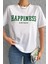 Unisex Happiness Baskılı Tasarım Tshirt 3
