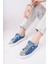 Damsel Bağcıklı Taşlı Kadın Günlük Denim Mavi Sneaker Spor Ayakkabı 1