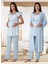 Dvina Effortt Lohusa Sabahlıklı Pijama Takımı Mavi - 6014 1
