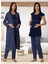 Dvina Effortt Lohusa Sabahlıklı Pijama Takımı Lacivert - 6014 1