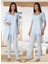 Dvina Effortt Lohusa Sabahlıklı Pijama Takımı Mavi - 6034 1