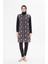 5 Parça Tam Kapalı Tesettür Mayo – Desenli Fermuarlı Jileli Üst Takım Siyah-L 1