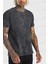 Erkek Siyah Regular Asit Yıkamalı Eskitme Efektli Boyalı T-Shirt 2