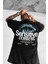 Erkek Siyah Göz Baskılı Sensitive Oversize Fit Bol Geniş Kalıp Salaş Kesim T-Shirt 2