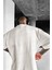 Erkek Ekru Beyaz Different Oversize Fit Bol Geniş Kalıp Salaş Kesim T-Shirt 3