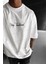 Erkek Ekru Beyaz Traditional Ayıcık Teddy Bear Oversize Fit Bol Geniş Kalıp Salaş Kesim T-Shirt 2