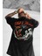 Erkek Siyah Devil And Angel Oversize Fit Bol Geniş Kalıp Salaş Kesim T-Shirt 1