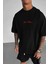 Erkek Siyah Devil And Angel Oversize Fit Bol Geniş Kalıp Salaş Kesim T-Shirt 2