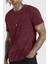 Erkek Bordo Regular Asit Yıkamalı Eskitme Efektli Boyalı T-Shirt 1