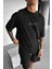 Erkek Siyah Kick Off Oversize Fit Bol Geniş Kalıp Salaş Kesim T-Shirt 3