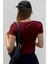 Kadın Bordo U Yaka Kısa Kollu Fitilli Kaşkorse Body T-Shirt 2