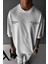 Erkek Ekru Beyaz Training Club Oversize Fit Bol Geniş Kalıp Salaş Kesim T-Shirt 3