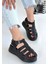 Toten Siyah Cilt Kemerli Sandalet - Lisinya - 38 1