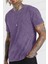 Erkek Mor Regular Asit Yıkamalı Eskitme Efektli Boyalı T-Shirt 1