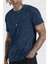 Erkek Lacivert Regular Asit Yıkamalı Eskitme Efektli Boyalı T-Shirt 1