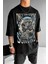 Erkek Siyah Survive Oversize Fit Bol Geniş Kalıp Salaş Kesim T-Shirt 1