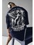 Erkek Lacivert Creatures Oversize Fit Bol Geniş Kalıp Salaş Kesim T-Shirt 1
