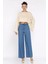 Kadın Bel Lastikli Yüksek Bel Palazzo Jean Kot Pantolon P-00017803 1