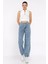Kadın Bel ve Paça Lastikli Yüksek Bel Jean Kot Pantolon P-00017756 1