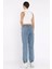 Kadın Bel ve Paça Lastikli Yüksek Bel Jean Kot Pantolon P-00017756 3