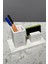 3 Parça Mermer Desenli Beton Kalemlik ve Kartvizitlik Set 2