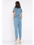 Kadın Bel Lastikli Cepli Jean Kot Tulum Salopet P-00017705 3