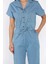 Kadın Bel Lastikli Cepli Jean Kot Tulum Salopet P-00017705 4