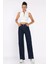 Çift Düğme Detaylı Bol Paça Likralı Kadın Jean Kot Pantolon P-00011002 1