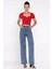 Çift Düğme Detaylı Bol Paça Likralı Kadın Jean Kot Pantolon P-00011002 1