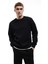 Uzun Kollu Şardonlu Kumaş Detaylı Bisiklet Yaka Sweatshirt 1
