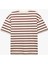 Pamuklu Kısa Kollu Bisiklet Yaka Basic Çizgili Tişört 4