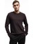 Pamuklu Uzun Kollu Dokulu Basic Bisiklet Yaka Sweatshirt 1