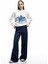 Uzun Kollu Bisiklet Yaka Üç Iplik Şardonlu Baskılı Oversize Sweatshirt 2