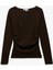 Pamuklu Slim Fit Kayık Yaka Drapeli Uzun Kollu Tişört 1