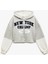 Şardonlu Uzun Kollu Fermuarlı Kapşonlu Crop Sweatshirt 3