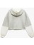 Şardonlu Uzun Kollu Fermuarlı Kapşonlu Crop Sweatshirt 4