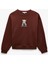 Ayıcık Nakışlı Şardonlu Uzun Kollu Bisiklet Yaka Oversize Sweatshirt 3
