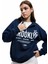 Şardonlu Uzun Kollu Baskılı Yarım Fermuarlı Oversize Sweatshirt 1