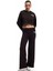 Baskılı Uzun Kollu Bisiklet Yaka Şardonlu Oversize Crop Sweatshirt 1