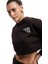 Baskılı Uzun Kollu Bisiklet Yaka Şardonlu Oversize Crop Sweatshirt 2