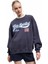 Şardonlu Uzun Kollu Bisiklet Yaka Baskılı Oversize Sweatshirt 1